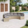 vidaXL Divano da Giardino con Cuscini Semicircolare Beige Polyrattan