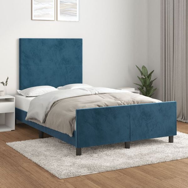vidaXL Giroletto senza Materasso Blu Scuro 120x190 cm Velluto