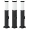 vidaXL Lampioni a palo con presa elettrica 3 pz 50 cm Acciaio Inox IP44