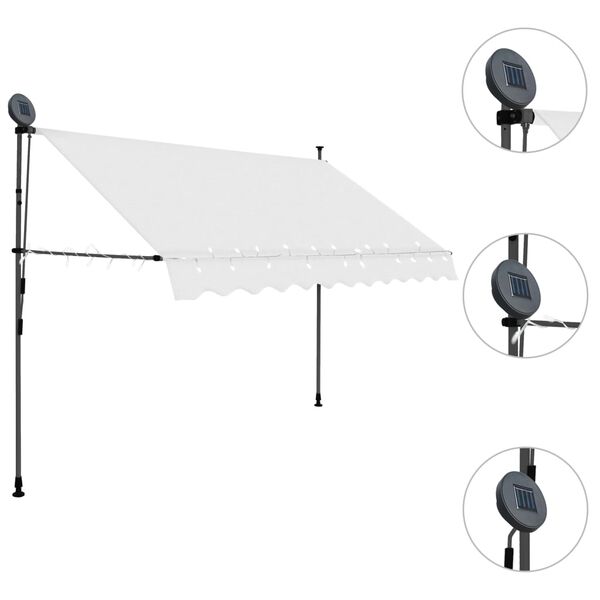 vidaXL Tenda da Sole Retrattile Manuale con LED 250 cm Crema