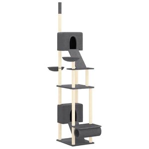 vidaXL Albero per Gatti Pavimento Soffitto Grigio Scuro 277-303 cm