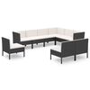 vidaXL Set Divani da Giardino 9 pz con Cuscini in Polyrattan Nero