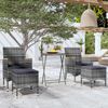 vidaXL Set Bistrot da Giardino 5pz Polyrattan e Vetro Temperato Grigio