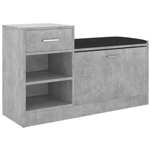 vidaXL Panca Porta Scarpe Grigio Cemento 94,5x31x57 cm Multistrato
