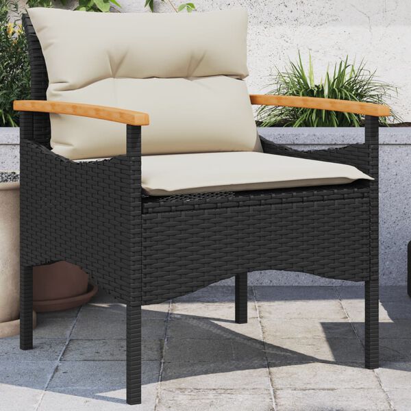 vidaXL Set Divani da Giardino 3 pz con Cuscini in Polyrattan Nero