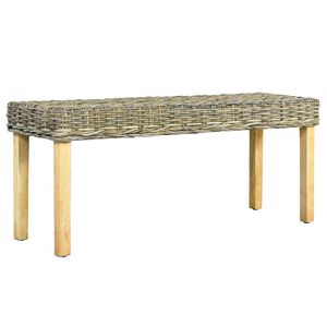 vidaXL Panca 110 cm in Rattan Naturale Kubu e Massello di Mogano
