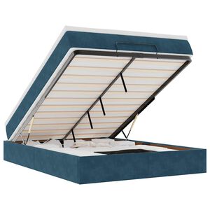 vidaXL Struttura Letto Pouf con Materasso Blu 140x200cm in Velluto