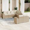 vidaXL Set Divani da Giardino 7 pz con Cuscini Beige in Polyrattan