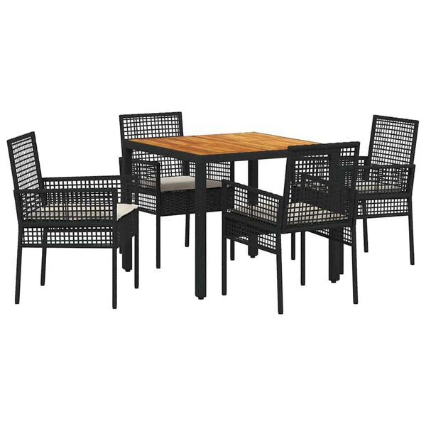 vidaXL Set da Pranzo per Giardino 5 pcs Nero polyrattan