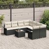 vidaXL Set Divano da Giardino 9 pcs Nero Poly Rattan