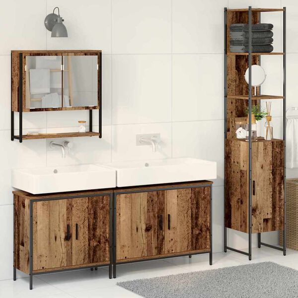 vidaXL Set di mobili per il bagno 4 pcs Marrone Legno multistrato