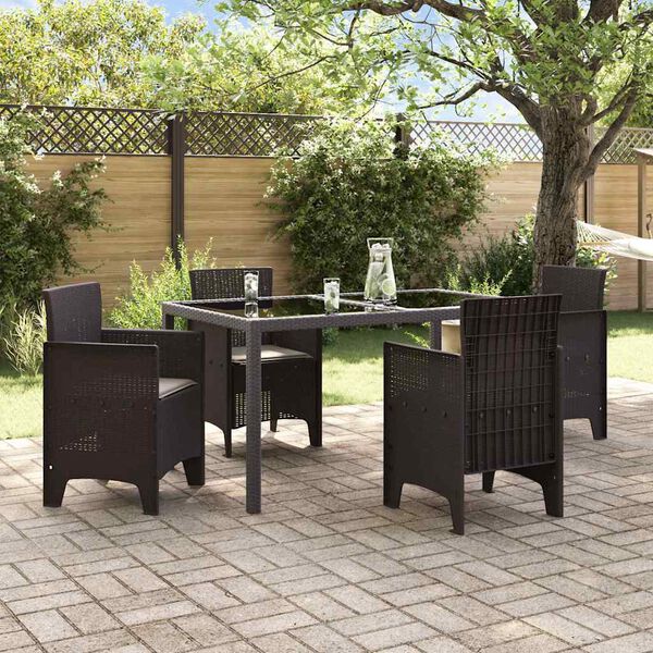 vidaXL Sedia da Giardino 4 pcs Marrone 53 x 49 x 85 cm PP