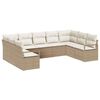 vidaXL Set Divano da Giardino 9 pz Beige e Bianco polyrattan
