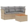 vidaXL Set Divano da Giardino 4 pz con Cuscini Beige in Polyrattan