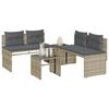 vidaXL Set Divano da Giardino 4pz con Cuscini Grigio Chiaro Polyrattan