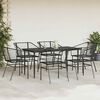 vidaXL Set Pranzo da Giardino 7 pz Nero Polyrattan Vetro