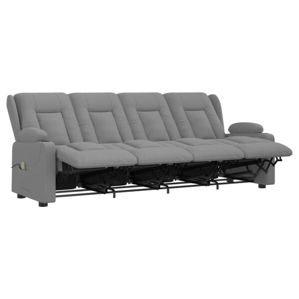 vidaXL Divano Massaggio 4 Posti con Portabicchieri Grigio Similpelle