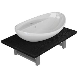 vidaXL Set Mobili da Bagno 2 pz Ceramica Nero