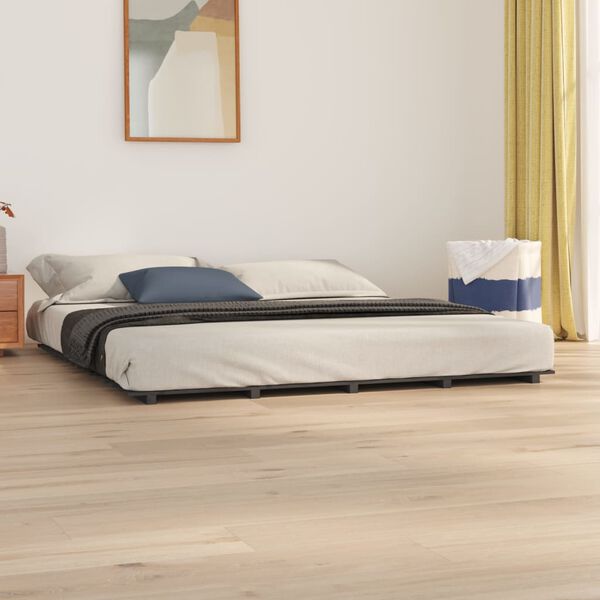 vidaXL Giroletto Grigio 200x200 cm in Legno Massello di Pino