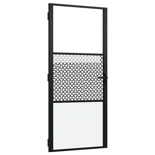 vidaXL Porta Interna Nero 93 x 201.5 cm Vetro temperato e alluminio