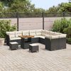 vidaXL Set Divano da Giardino 13 pcs Nero e Crema polyrattan