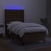 vidaXL Letto a Molle Materasso e LED Marrone Scuro 80x200cm in Tessuto