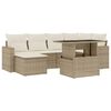 vidaXL Set Divani da Giardino 7 pz con Cuscini Beige in Polyrattan