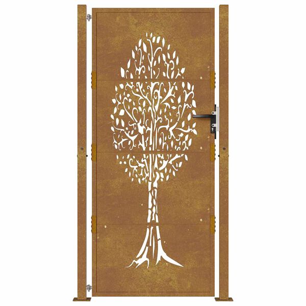 vidaXL Cancello da giardino 100x200 cm in acciaio Corten con design ad albero