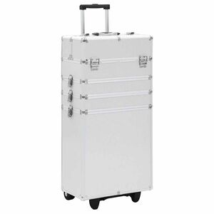 vidaXL Valigia Trolley per Cosmetici in Alluminio Argento