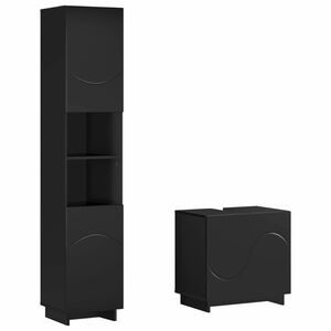 vidaXL Set mobili da bagno 2 pz Nero Legno ingegnerizzato