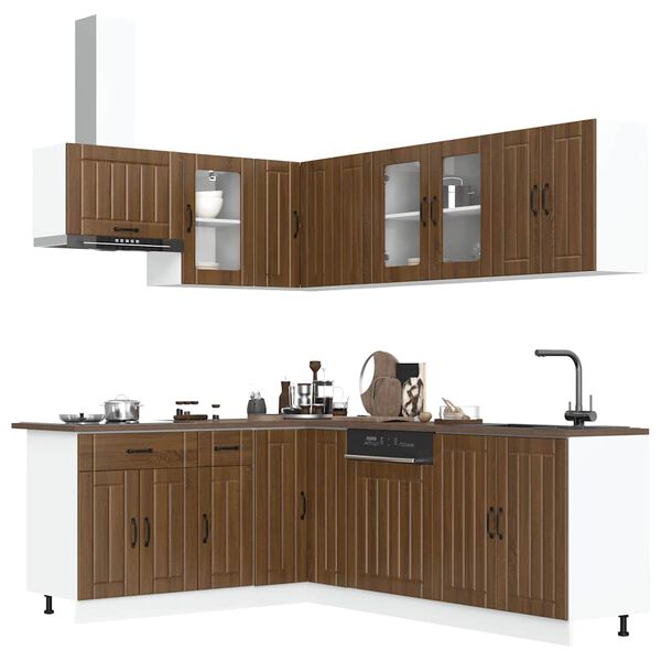 vidaXL Set Mobili da Cucina 11 pz Lucca Rovere Marrone in Truciolato