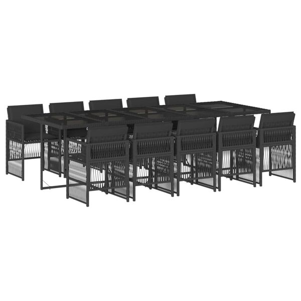 vidaXL Set da Pranzo da Giardino 11 pz con Cuscini in Polyrattan Nero
