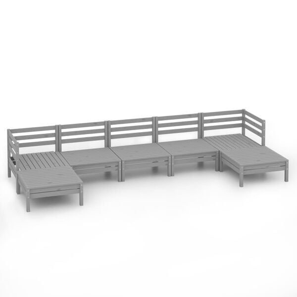 vidaXL Set Salotto da Giardino 7 pz in Legno Massello di Pino Grigio