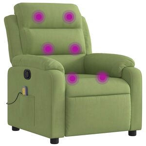 vidaXL Poltrona Massaggiante Reclinabile Verde Chiaro in Velluto