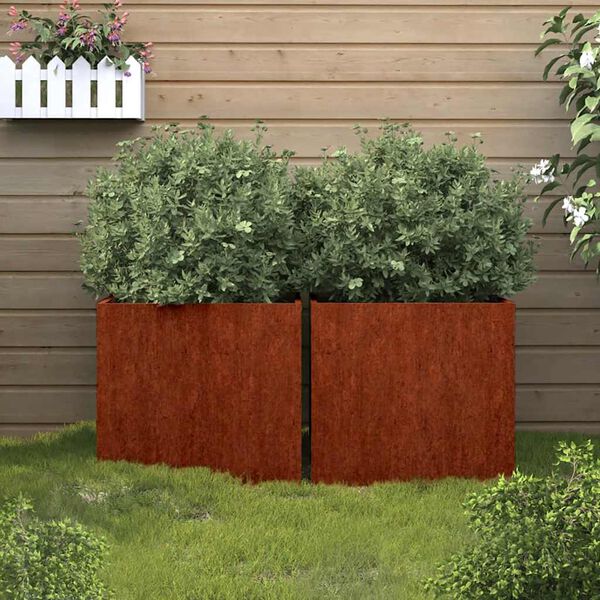 vidaXL Fioriere 2 pz 49x47x46 cm Acciaio Corten