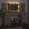 vidaXL Set da tavolo da trucco con LED con porta 3 pcs Rovere Sonoma
