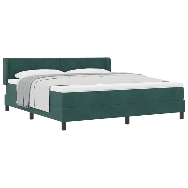 vidaXL Letto a molle con materasso Verde Scuro 200 x 180 cm Poliestere