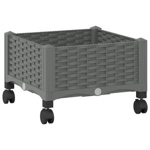 vidaXL Vaso da Giardino con Ruote Grigio Chiaro 40 x 40 x 33 cm PP