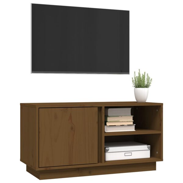 vidaXL Mobile Porta TV ambra 80x35x40,5 cm in Legno Massello di Pino