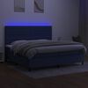 vidaXL Letto a Molle Materasso e LED Blu 200x200cm in Tessuto