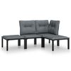 vidaXL Set Salotto da Giardino 4 pz Nero e Grigio in Polyrattan