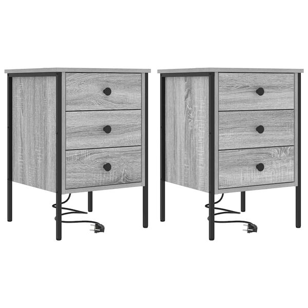 vidaXL Armadio da Notte 2 pcs Grigio Sonoma 42 x 41 x 61 cm
