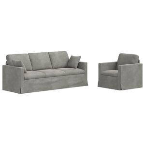 vidaXL Set di divani 2 pz Grigio chiaro Velluto