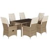 vidaXL Set da Pranzo da Giardino 7 pz con Cuscini Beige in Polyrattan