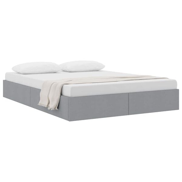 vidaXL Letto con Contenitore Grigio chiaro 135 x 190 cm Tessuto