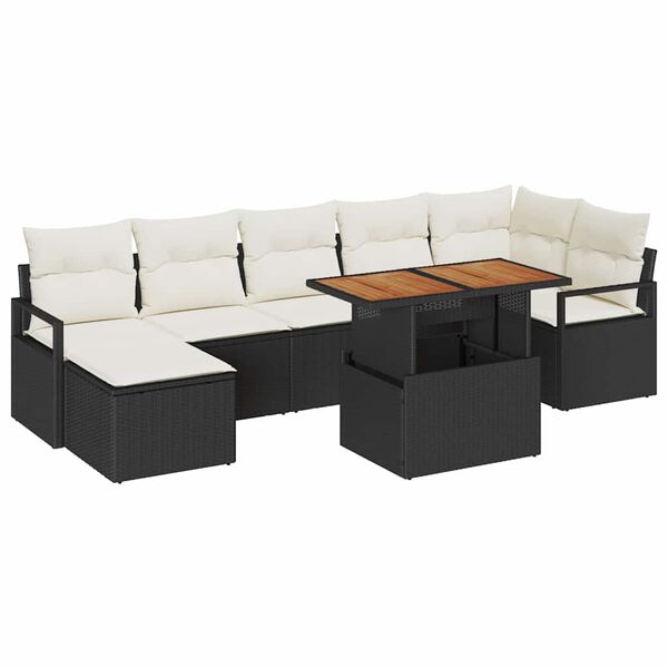 vidaXL Set Divano da Giardino con archiviazione 8 pcs Nero Poly Rattan