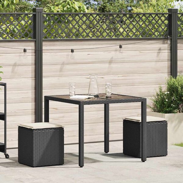 vidaXL Sgabelli Giardino con Cuscini 2 pz Nero 40x40x43 cm Polyrattan