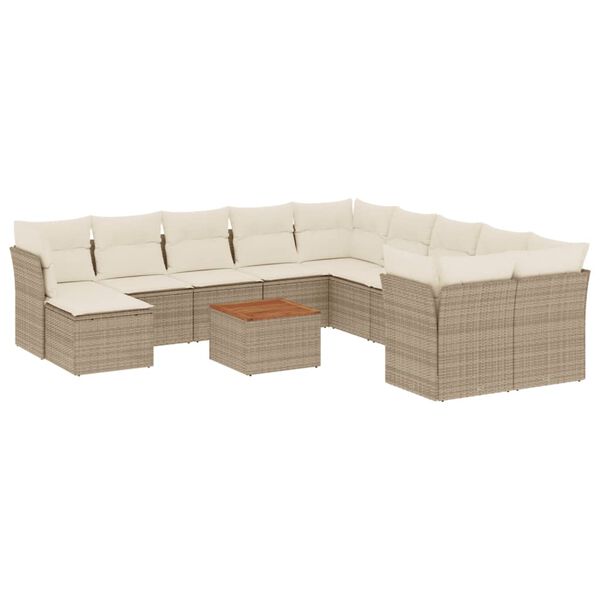 vidaXL Set Divani da Giardino 12 pz con Cuscini Beige in Polyrattan