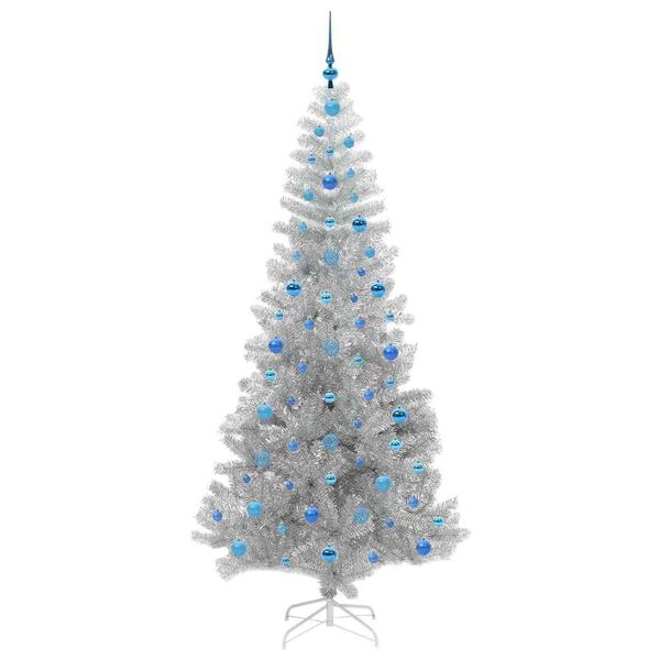 vidaXL Albero di Natale con 300 LED con supporto Argento 210 cm PET