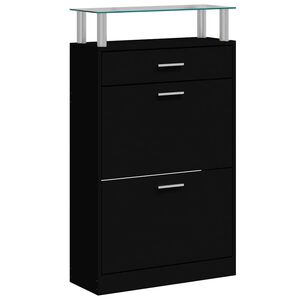 vidaXL Scarpiera Nera 63x24x104 cm in Legno Multistrato